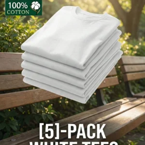 5-Pack Unisex Black & White 100% Cotton High-Quality Thickened Version T-Shirts Bulk Bundle | Regular Fit Breathable Fabric | Year-Round Comfort | Ideal For Home Lounging & Office Workwear